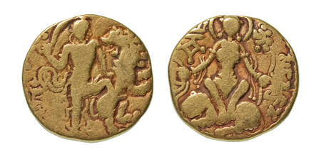 Stamp of Coins » Gupta Gupta Empire, Chandragupta II, c. 380-413, AV dinar, 7.41 g. Lion slayer with sword