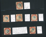 Stamp of India » 1854 Lithographs 1854 Lot of six 4a cut square examples depicting examples from 1st, 2nd, 4th and 5th printings