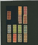 Stamp of Turks and Caicos Islands 1922-26 1/4d to 3s (missing 1 1/2d) with "SPECIMEN" overprints in strips of three affixed to small archive pieces