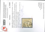 Stamp of Switzerland / Schweiz » Sitzende Helvetia Gezaehnt » Briefmarken 1881 Faserpapier 1882, 1 Fr. golden auf Faserpapier, leicht entwertet mit schwarzem Stempel « (HERI)SAU … V 82-6 »