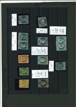 Stamp of France » Collections 1849-1853, sur une plaquette, ensemble de 10 timbres