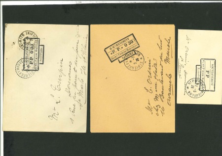 Stamp of Colonies françaises » St. Pierre et Miquelon CANCEL  1926, trois lettres entières avec trois cachets provisoires