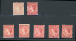 Stamp of Turks and Caicos Islands 1867-93 small group on card with with Throat flaw or Neck flaw varieties
