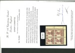 Stamp of Indian States » Patiala 1941-46 1/2a purple, opt type 7 in lower right corner marginal block of 4 NH (gum bends and lighly toned gum), the lower pair showing the variety 'Pair, one without