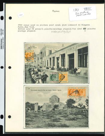 Stamp of Cyprus 1904-1912 group of 3 illustrated postcards franked with various Ed VII issues, including 1904 Limassol to Niagara Falls and 1906 Limassol to Paris, also 1907