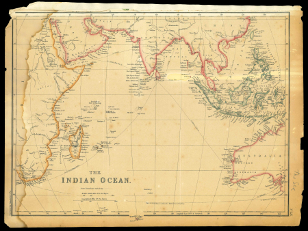 Stamp of Types » Maps 1800s Indian Ocean map showing the steam packet routes