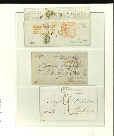 Stamp of India » Postal History 1834-54, group of 8 stampless covers incoming to and outgoing from India
