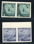 Stamp of Austria » 1st. Republic Austria Österreich 1935 Flugpost Imprimaturstücke UNGEZÄHNT kpl. Satz in ** Paaren