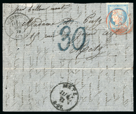 Stamp of France » Ballons Montés 1870, Lettre par Ballon Monté "Le Général Uhrich" à