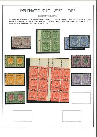 Stamp of South West Africa SWA 1923 Type I 1/2d to 2/6d dropped stop varieties