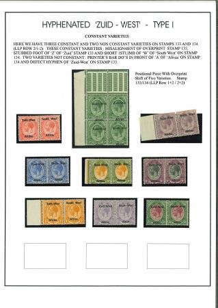 Stamp of South West Africa SWA 1923 Type I 1/2d to 2/6d stubbed foot of Z varieties