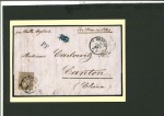 Stamp of Switzerland / Schweiz » Sitzende Helvetia Gezaehnt » Destinationen 1867, 1 Fr. goldbronze rötlich als Einzelfrankatur nach China