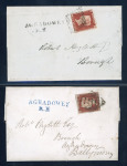 Stamp of Ireland » Postal History (Arranged alphabetically by County) Derry - Aghadowey: 1845 Two folded covers both franked