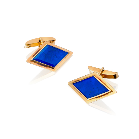 Stamp of Feldman International Auctions Paire de boutons de manchette lapis-lazuli