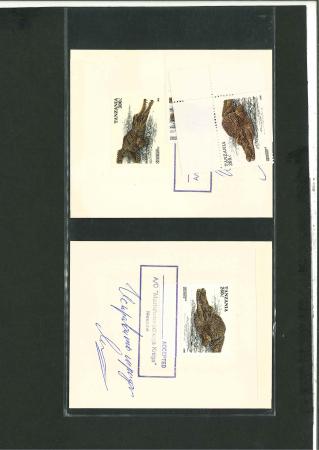 Stamp of Thematics » Animals » Birds Crocodiles Tanzania 1996 set and min sheet of proofs each dated 1995