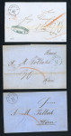 Stamp of Romania » Austrian Levant Post Offices 1862/1866 Group of 3 entire letters sent from Galati to Vienna, bearing different postage due rates