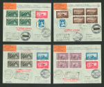 Stamp of Romania » Later Issues 1929 four airmail covers Cluj-Bucharest-Vienna to Switzerland