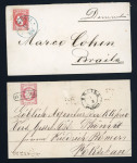 Stamp of Romania » 1868-70 Prince Carol I - New Currency 1868/70 Two covers franked with different shades of 18 bani of the 1868 Prince Carol Issue