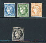 Stamp of Greece » Large Hermes Heads » 1861 Barre proofs The complete set of the four "Cérès 1858" plate-proofs including the extremely rare one in black