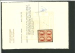 Stamp of Greece » Large Hermes Heads » 1861 Barre proofs Block of four of the 80  lepta plate-proof - Barre proofs (Constantinides n° 7 ESII). Positions: 27/28-37/38.