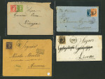 Stamp of Greece » Large Hermes Heads » Covers, frankings and destinations Lot of 4 covers from Greece to Italy, franked at the UPU rates (30 & 25 lepta) from 1876 to 1885