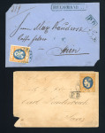 Stamp of Romania » King Carol 1869 - "Without Beard" Imperforate 1869 Prince Carol Issue, 1 cover & 3 fragments