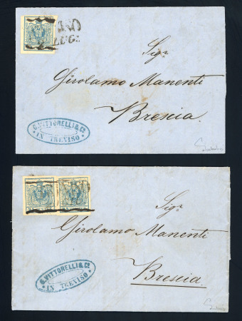 Stamp of Austria » Lombardy Venetia 1857, TREVISO ----> BRESCIA, zwei postgeschichtlich interessante Faltbriefe