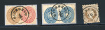Stamp of Romania » Austrian Levant Post Offices GIURGEVO: Lot of 5 stamps cancelled at Giurgiu. 1864 5s.+15s & pair of 10s on fragment and 1867 15s