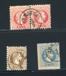 Stamp of Romania » Austrian Levant Post Offices JBRAILA: Lot containing items of the 1867 Issue, pair of 5s. and singles of 10s. & 15s.