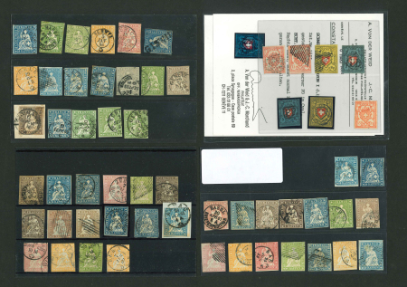 Stamp of Large Lots and Collections » Late Lots Schweiz Switzerland 1850-1926 Lot Rayon und Strubel auf kl. Steckk.
