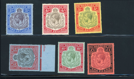 Stamp of Bermuda 1918-22 MCA set of 6 to £1 mint, large part o.g.