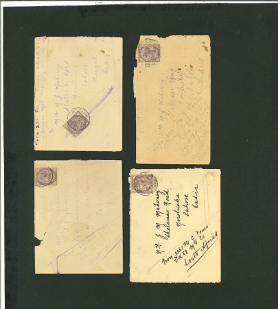 Stamp of South Africa » Anglo Boer War 1901 Boer War group of four covers with GB 1d lilac frankings sent by a soldier to Lahore