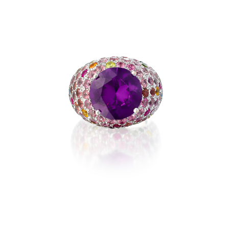 Stamp of Feldman International Auctions Bague pierres de couleur et améthyste