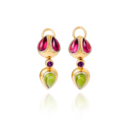 Stamp of Feldman International Auctions Boucles d'oreilles tourmalines et améthystes