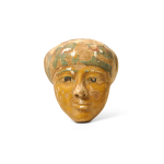 Stamp of Feldman International Auctions » Art d'Orient & d'Extrême-Orient / Asian & Oriental Art Ancient Egypt, hand-carved female polychrome funerary mask on a fine hardwood, Late Dynastic period