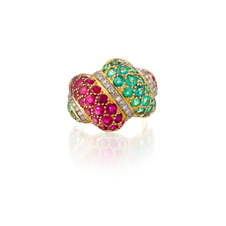 Stamp of Feldman International Auctions Bague émeraudes et rubis