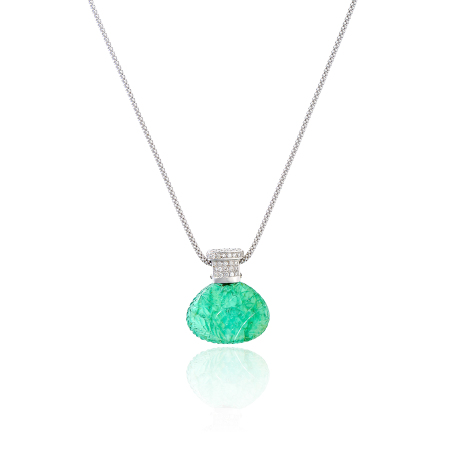 Stamp of Feldman International Auctions Pendentif "parfum" émeraude et diamants