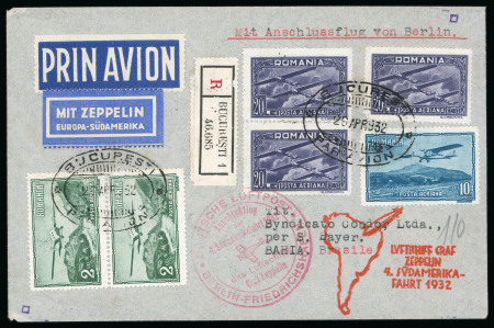 Stamp of Romania » Later Issues Zeppelin 1932 4th South American Flight, Romania to Brazil; special postmarks