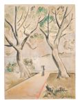 Stamp of Feldman International Auctions » Art Impressionniste & Moderne / Impressionist & Modern Art N. GONTCHAROVA Promenade au bord de la mer 31.5cmx 23.7cm