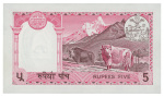 Nepal 1951-1974, nine banknotes.