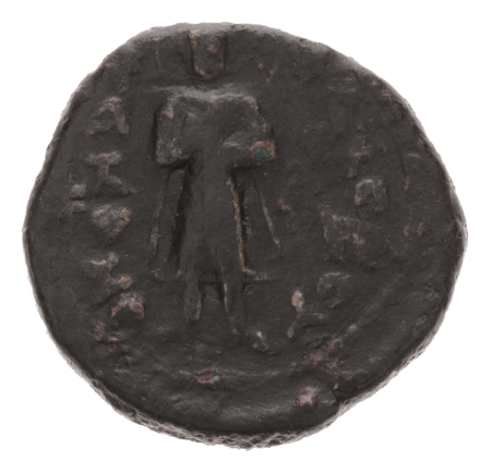 Kushanas, Kanishka I, c. 127-152, CU didrachm 8.38 g. Buddha standing.