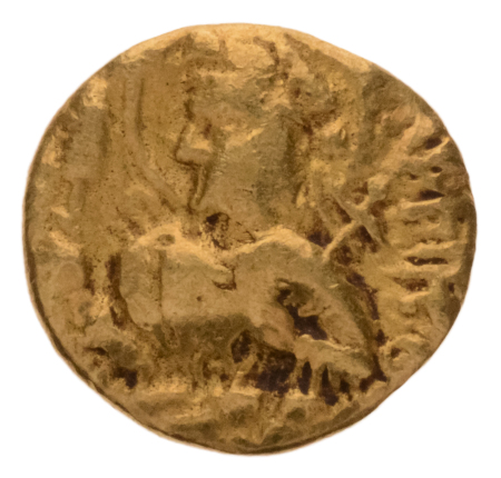 Kushanas, Huvishka, c. 151-192, AV quarter dinar, 1.59 g. Mao.