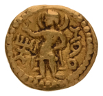 Kushanas, Huvishka, c. 151-192, AV quarter dinar, 1.59 g. Mao.