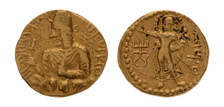 Kushanas, Huvishka, c. 151-192, AV dinar, 7.53 g. Miro.