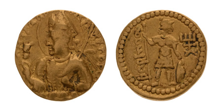 Kushanas, Huvishka, c. 151-192, AV dinar, 7.84 g. Shaoreoro.