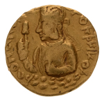 Kushanas, Huvishka, c. 151-192, AV dinar, 7.74 g. Serapis.