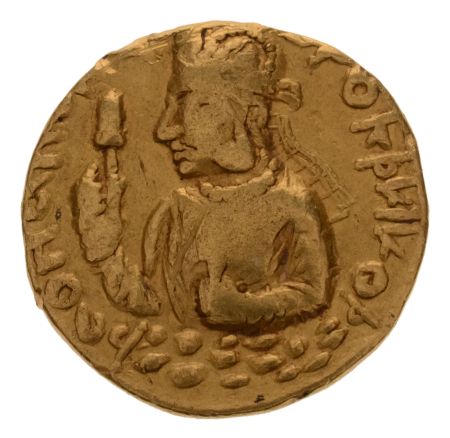 Kushanas, Huvishka, c. 151-192, AV dinar, 7.74 g. Serapis.