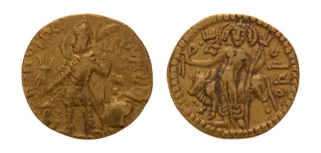 Kushanas, Vasudeva I, c. 190-230, AV dinar, 7.92 g. Oesho Bull