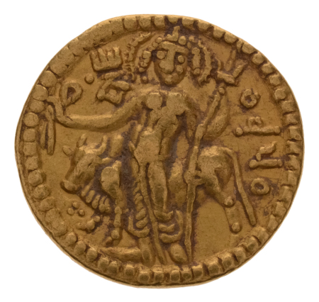 Kushanas, Vasudeva I, c. 190-230, AV dinar, 7.92 g. Oesho Bull