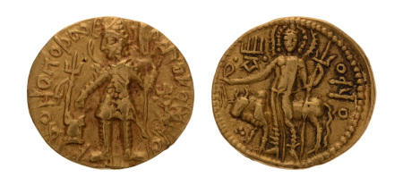 Kushanas, Vasudeva I, c. 190-230, AV dinar, 7.93 g. Oesho Bull